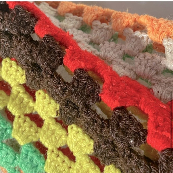 Vintage Handmade Striped Crochet Afghan  Throw Blanket - Picture 7 of 12